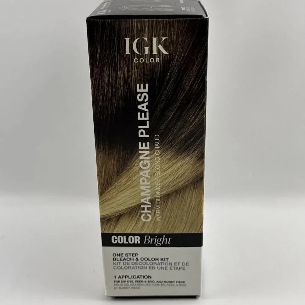 IGK Color Bright Champagne Please Bleach & Color Kit Warm Blonde NIB One Step